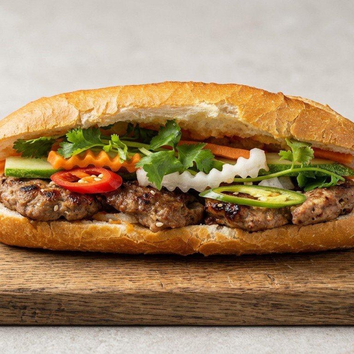 Grilled Beef Banh Mi at Eggymon Kitchen in Alpharetta